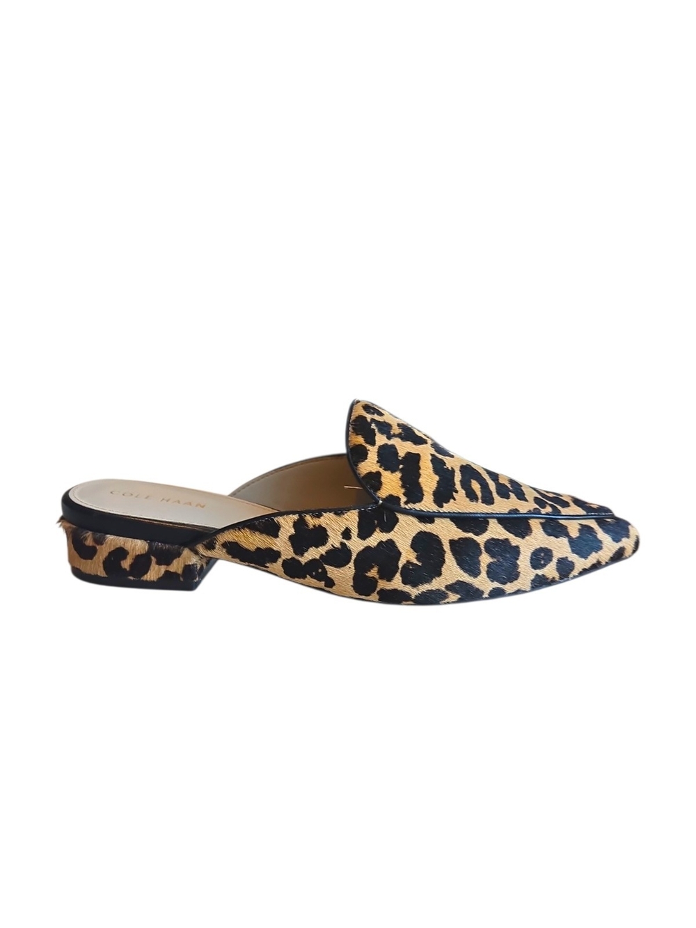 Cole Haan Leopard Print Slip-On Mule in Tan and Black Size 6.5